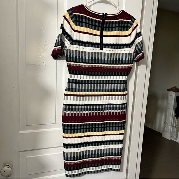 Milly Textured Tech Striped Knit Mini Dress Blue Multi Large Z - Picture 5 of 7